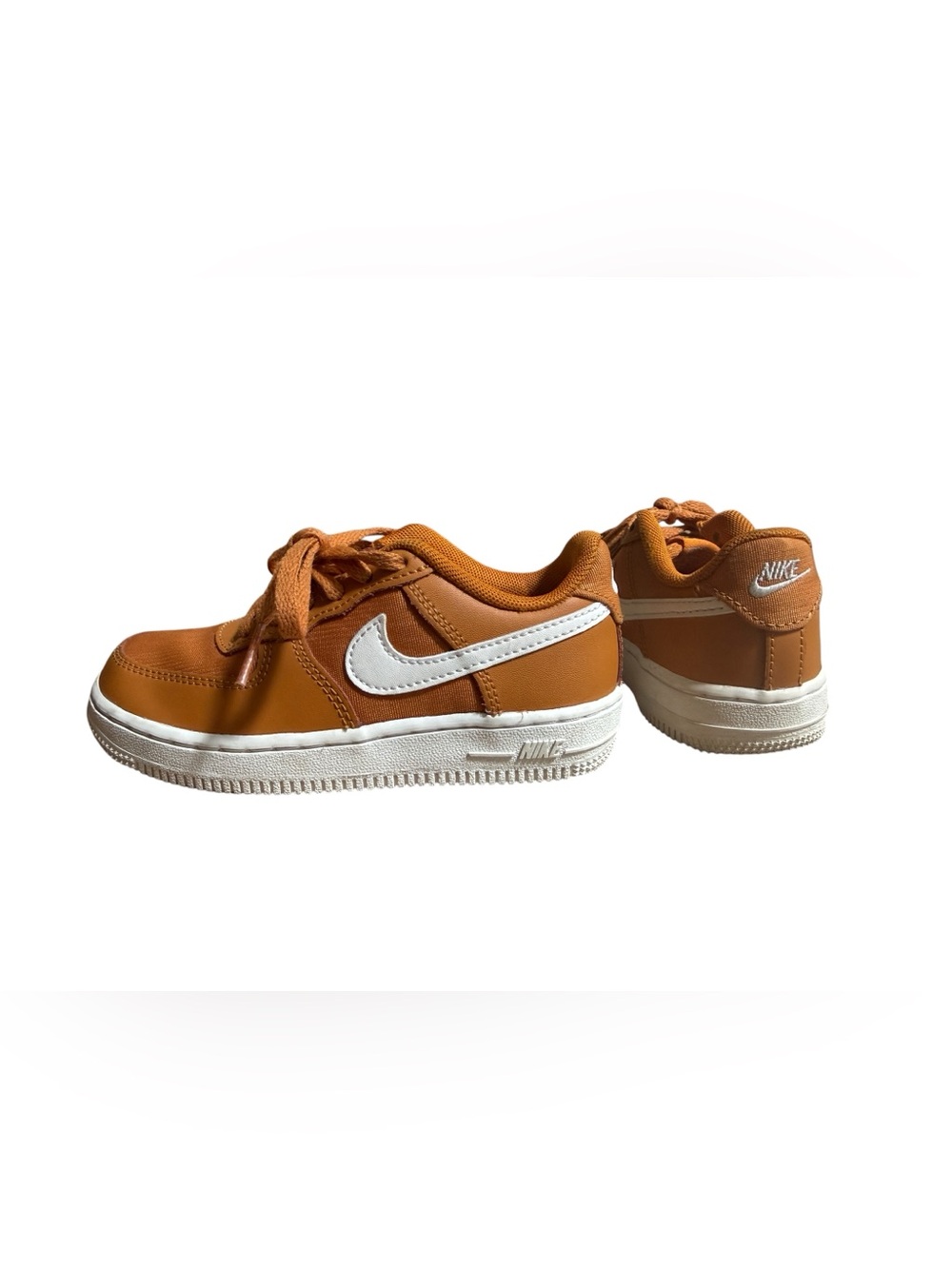 Nike Kids' Low Top Air Force 1 Sneakers in Texas Orange/White